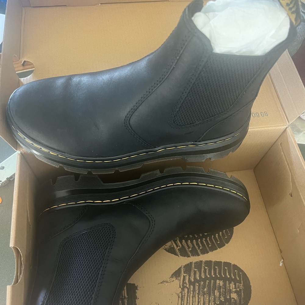 Dr. Martens Black Leather Chelsea Boots with Air-Cushioned Sole